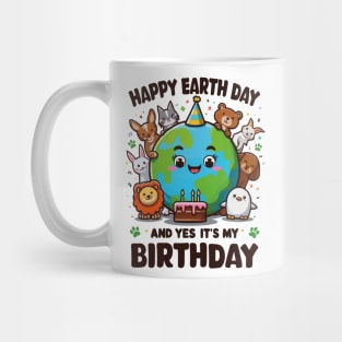 Happy Earth Day It's My Birthday Born On Earth Day 2024 Kids Mug